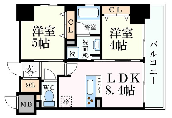 エステムプラザ神戸大開通ルミナスの物件間取画像